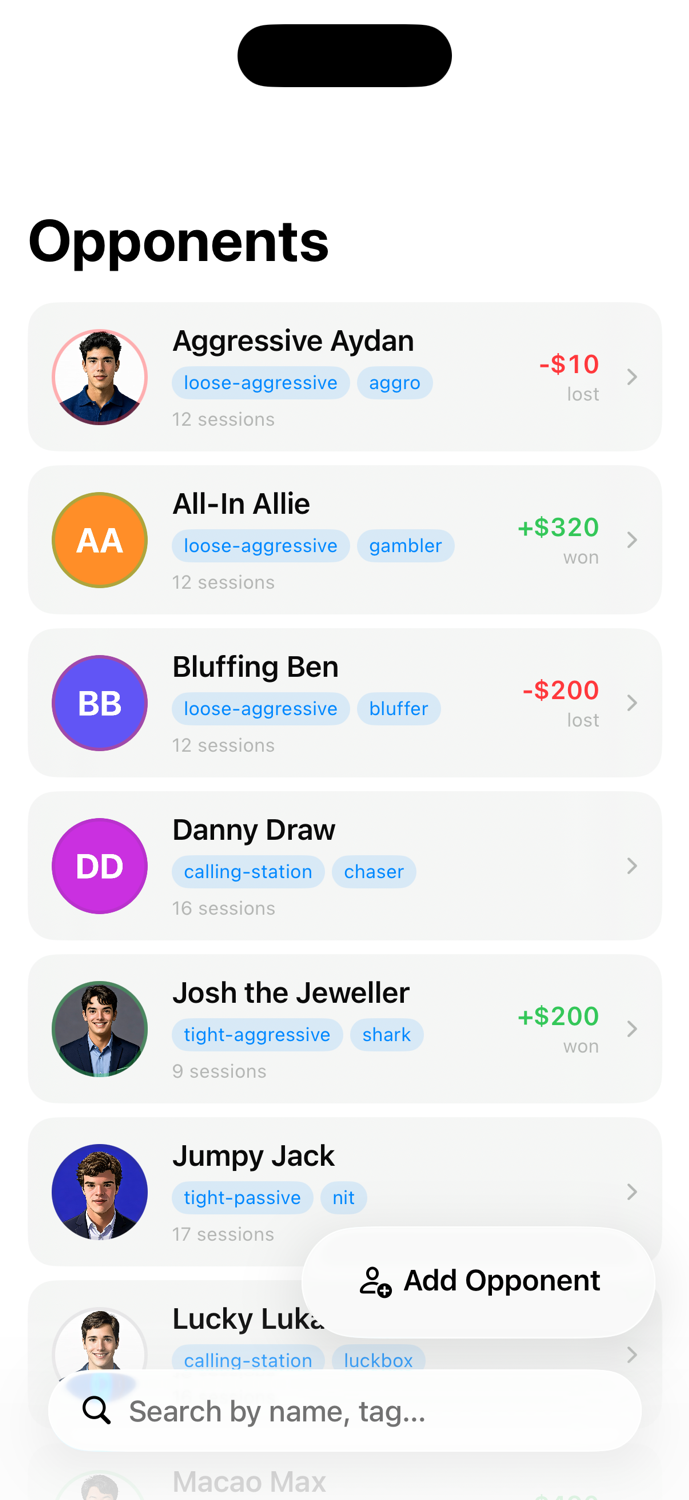 Opponent tracking